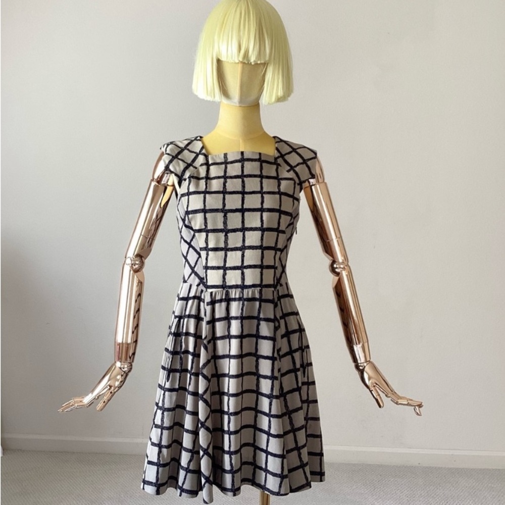 Rag & Bone Lorie Fit And Flare Windowpane Print D… - image 1